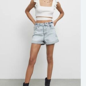 Daze brand from Anthropologie Blue Denim Women’s cuffed high rise Shorts - NWT